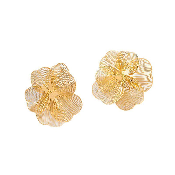 Wholesale Women's Geometric Alloy Electroplated Hollow Flower Earrings