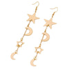 Wholesale Women's Geometric Alloy Electroplated Stainless Steel Midlength Star And Moon Earrings With Tassel Ear Threaders