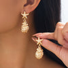 Wholesale Women's Geometric Alloy Electroplated Starfish Shell Earrings In Vintage Elegant Style