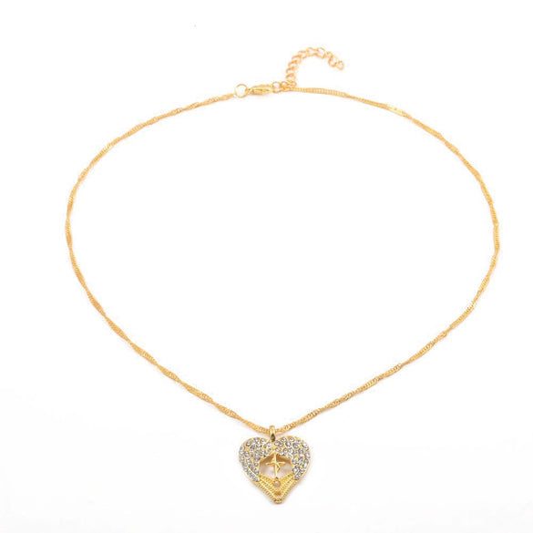 Wholesale Women's Geometric Alloy Gold Plated Copper Pendant Necklace With Electroplating