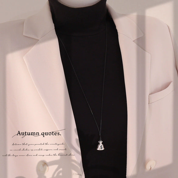 Wholesale Women's Geometric Alloy Money Bag Pendant Necklace Sweater Chain Accessories
