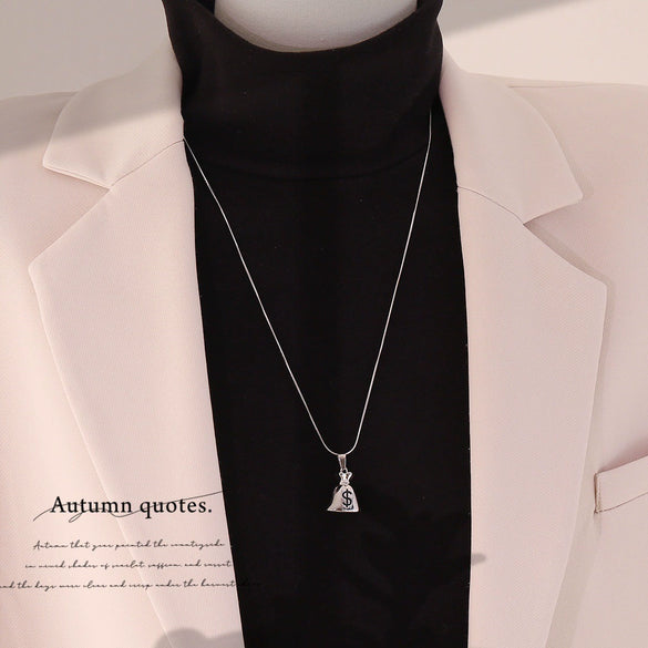 Wholesale Women's Geometric Alloy Money Bag Pendant Necklace Sweater Chain Accessories