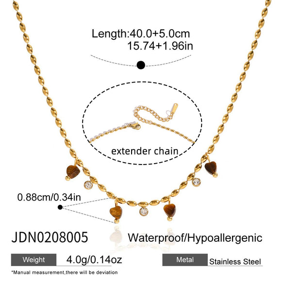 Wholesale Women's Geometric Ancient Style Tiger Eye Stone Stainless Steel Electroplated Necklace Jewelry