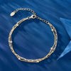 Wholesale Women's Geometric And Heart Shape Doublelayer 925 Silver Bracelet With Electroplating