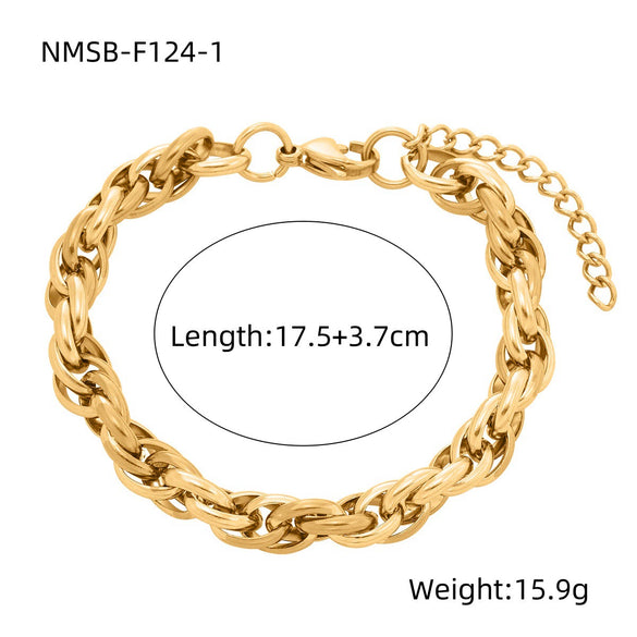 Wholesale Women's Geometric And Heart Shape 18K Gold Electroplated Stainless Steel Bracelet In Fashion Style