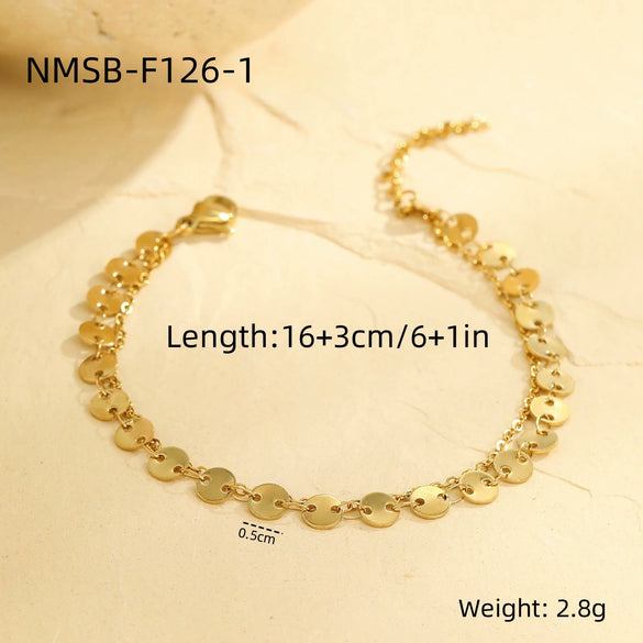 Wholesale Women's Geometric And Heart Shape 18K Gold Electroplated Stainless Steel Bracelet In Fashion Style