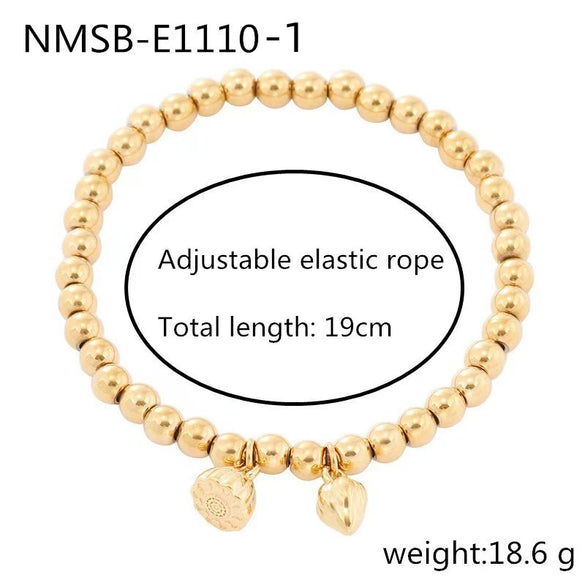 Wholesale Women's Geometric And Heart Shape 18K Gold Electroplated Stainless Steel Bracelet In Fashion Style
