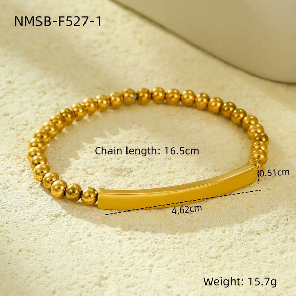 Wholesale Women's Geometric And Heart Shape 18K Gold Electroplated Stainless Steel Bracelet In Fashion Style