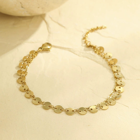 Wholesale Women's Geometric And Heart Shape 18K Gold Electroplated Stainless Steel Bracelet In Fashion Style