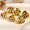 Wholesale Women's Geometric And Heart Shape Stainless Steel 18K Gold Plated Hollow Abalone Shell Earrings