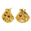 Wholesale Women's Geometric And Heart Shape Stainless Steel 18K Gold Plated Hollow Abalone Shell Earrings