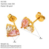 Wholesale Women's Geometric And Heart Shape Zircon Inlaid Titanium Steel Earrings