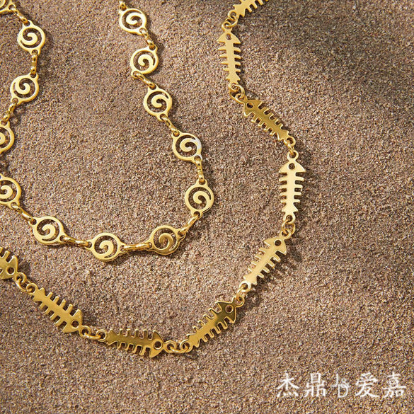 Wholesale Women's Geometric Animal Stainless Steel Necklace With Vacuum Real Gold Plating In Pvd Furnace