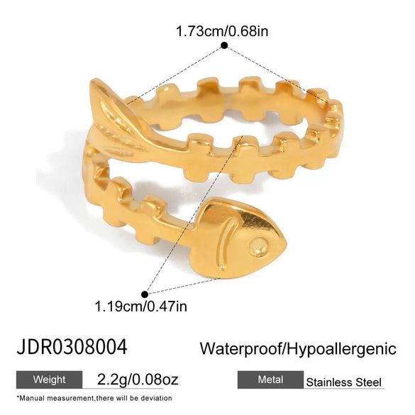 Wholesale Women's Geometric Animal Stainless Steel Rings With Vacuum Real Gold Plating In Pvd Furnace