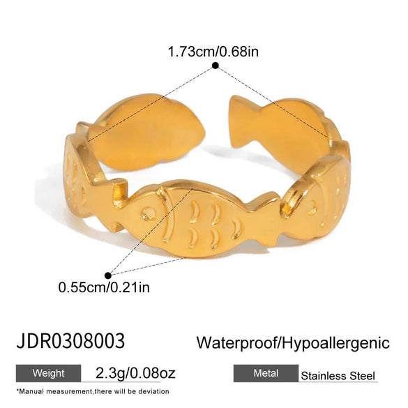 Wholesale Women's Geometric Animal Stainless Steel Rings With Vacuum Real Gold Plating In Pvd Furnace