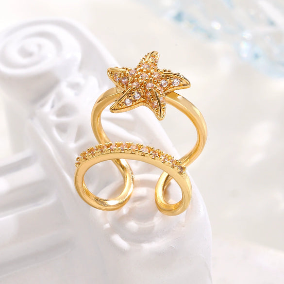 Wholesale Women's Geometric Animal Style Copper Zircon Electroplated Openstyle Nail Rings