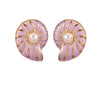 Wholesale Women's Geometric Animal Style Oil Dripping Plastic Resin Stainless Steel Conch Earrings