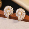 Wholesale Women's Geometric Animal Style Oil Dripping Plastic Resin Stainless Steel Conch Earrings