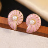 Wholesale Women's Geometric Animal Style Oil Dripping Plastic Resin Stainless Steel Conch Earrings