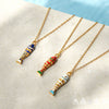 Wholesale Women's Geometric Animal Style Stainless Steel Oildrip Fish Pendant Necklace With Vacuum Real Gold Plating