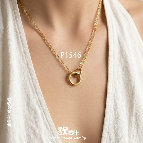Wholesale Women's Geometric Animal Zodiac Stainless Steel 18K Gold Plated Pendant Necklace