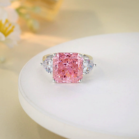 Wholesale Women's Geometric Aquamarine Ring In S925 Sterling Silver With Highcarbon Diamond Zircon
