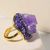 Wholesale Women's Geometric Artificial Crystal Amethyst Ring With Goldplated Electroplating