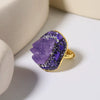 Wholesale Women's Geometric Artificial Crystal Amethyst Ring With Goldplated Electroplating