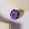 Wholesale Women's Geometric Artificial Crystal Amethyst Ring With Goldplated Electroplating