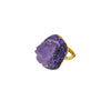 Wholesale Women's Geometric Artificial Crystal Amethyst Ring With Goldplated Electroplating