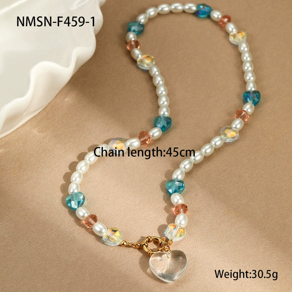 Wholesale Women's Geometric Baroque Imitation Pearl Stainless Steel 18K Electroplated Necklace Light Luxury Jewelry