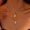 Wholesale Women's Geometric Baroque Imitation Pearl Stainless Steel 18K Electroplated Necklace Light Luxury Jewelry