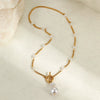 Wholesale Women's Geometric Baroque Imitation Pearl Stainless Steel 18K Electroplated Necklace Light Luxury Jewelry