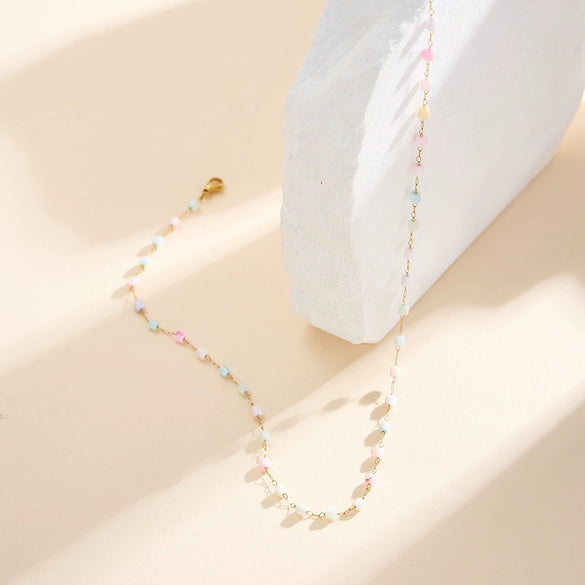 Wholesale Women's Geometric Beaded Necklace With Electroplated Calendering Chain Diy Handmade Design