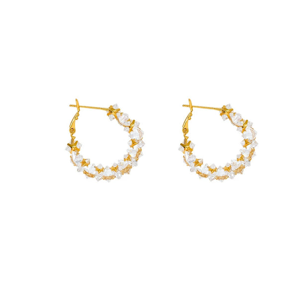 Wholesale Women's Geometric Big Circle Earrings 925 Sterling Silver Copper With Real Gold Plated And 5A Super Flash Zircon