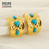 Wholesale Women's Geometric Blue Turquoise 316L Stainless Steel Electroplated Vintage Earrings