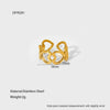 Wholesale Women's Geometric Bow Wave Doublelayer Open Ring 18K Gold Plated Stainless Steel