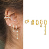 Wholesale Women's Geometric Brass Cut Out Ear Bone Clip Earrings Set With Zirconia Copper Plated Real Gold