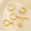 Wholesale Women's Geometric Brass Cut Out Ear Bone Clip Earrings Set With Zirconia Copper Plated Real Gold