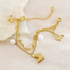 Wholesale Women's Geometric Butterfly Stainless Steel Pearl Doublelayer Electroplated Bracelet Jewelry