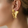 Wholesale Women's Geometric Butterfly Texture Stainless Steel Goldplated Earrings Niche Highend Design