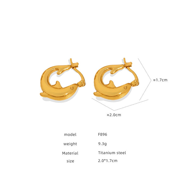 Wholesale Women's Geometric C Shaped Hollow Titanium Steel 18K Gold Electroplated Earrings
