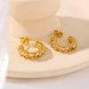 Wholesale Women's Geometric C Shaped Titanium Steel Earrings With 18K Gold Plated Stainless Steel And Inlaid Zircon 18K Vacuum Plated In Furnace