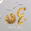 Wholesale Women's Geometric C Shaped Titanium Steel Earrings With 18K Gold Plated Stainless Steel And Inlaid Zircon 18K Vacuum Plated In Furnace