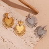 Wholesale Women's Geometric Cactus Heart Stainless Steel Electroplated 18K Gold Earrings
