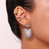 Wholesale Women's Geometric Cactus Heart Stainless Steel Electroplated 18K Gold Earrings