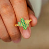 Wholesale Women's Geometric Cactus Tree Ring 925 Sterling Silver Green Zircon Electroplated
