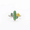 Wholesale Women's Geometric Cactus Tree Ring 925 Sterling Silver Green Zircon Electroplated