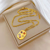 Wholesale Women's Geometric Cartoon Plant Flowers Square Star Galaxy Furnace Real Gold Electroplated Titanium Steel Necklace