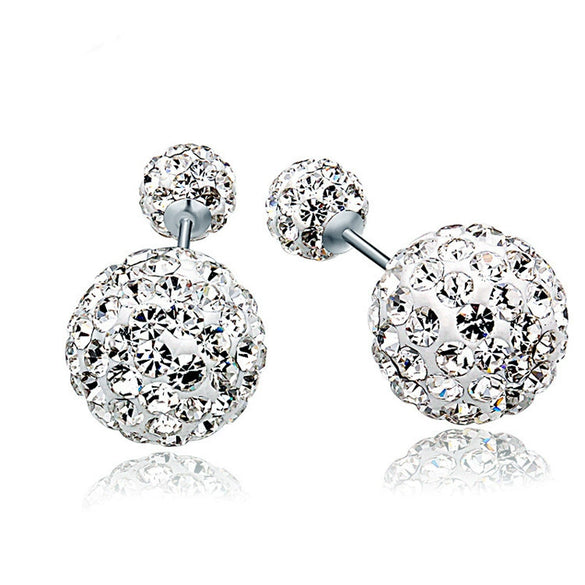 Wholesale Women's Geometric Cartoon Style S925 Sterling Silver Stud Earrings With Inlaid Crystal